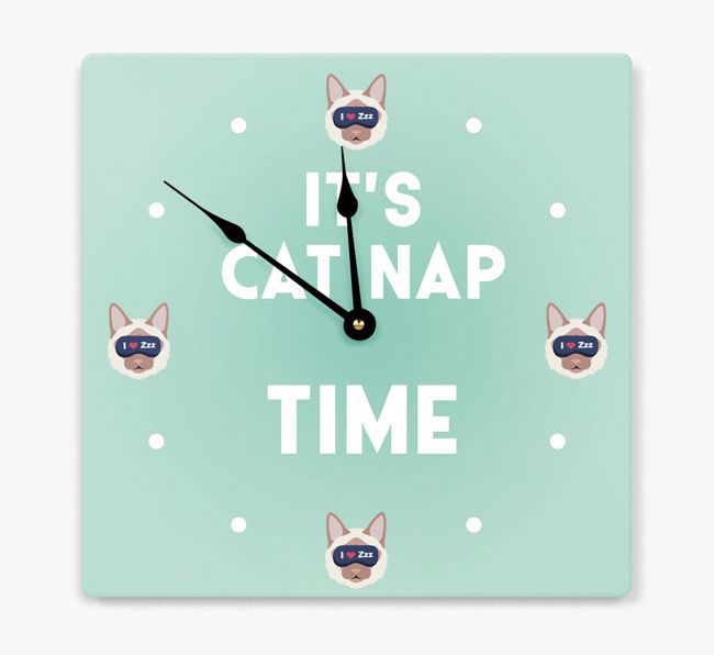 It's Cat Nap Time: Personalized {breedCommonName} Wall Clock