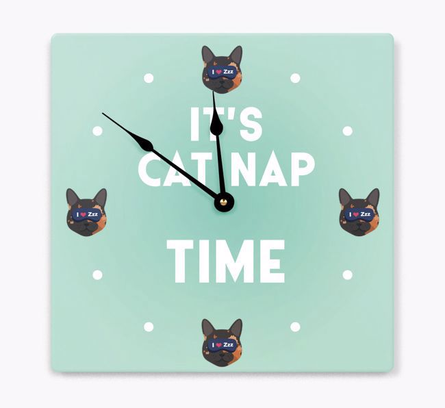 It's Cat Nap Time: Personalized {breedCommonName} Wall Clock