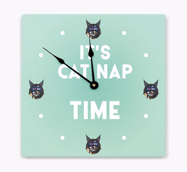 It's Cat Nap Time: Personalized {breedCommonName} Wall Clock