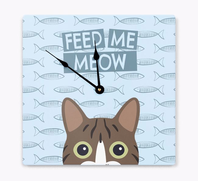 Feed Me Meow: Personalized {breedCommonName} Wall Clock