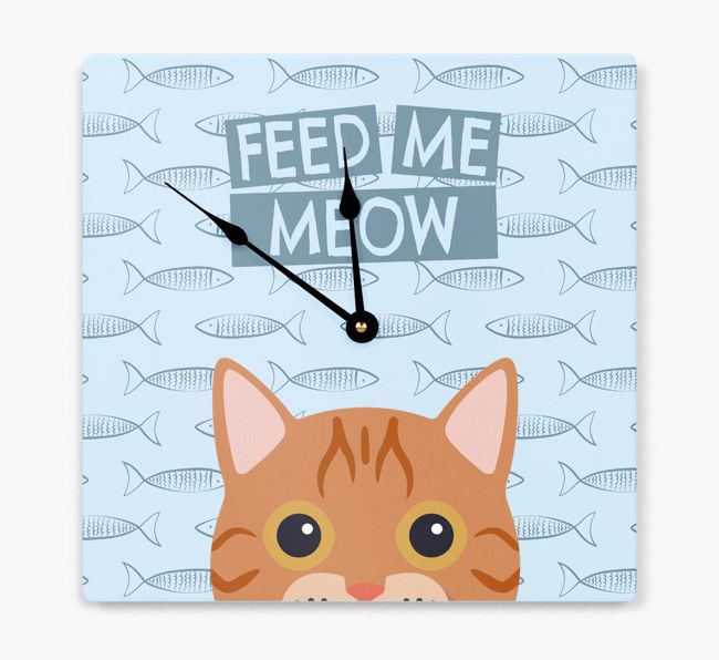 Feed Me Meow: Personalized {breedCommonName} Wall Clock