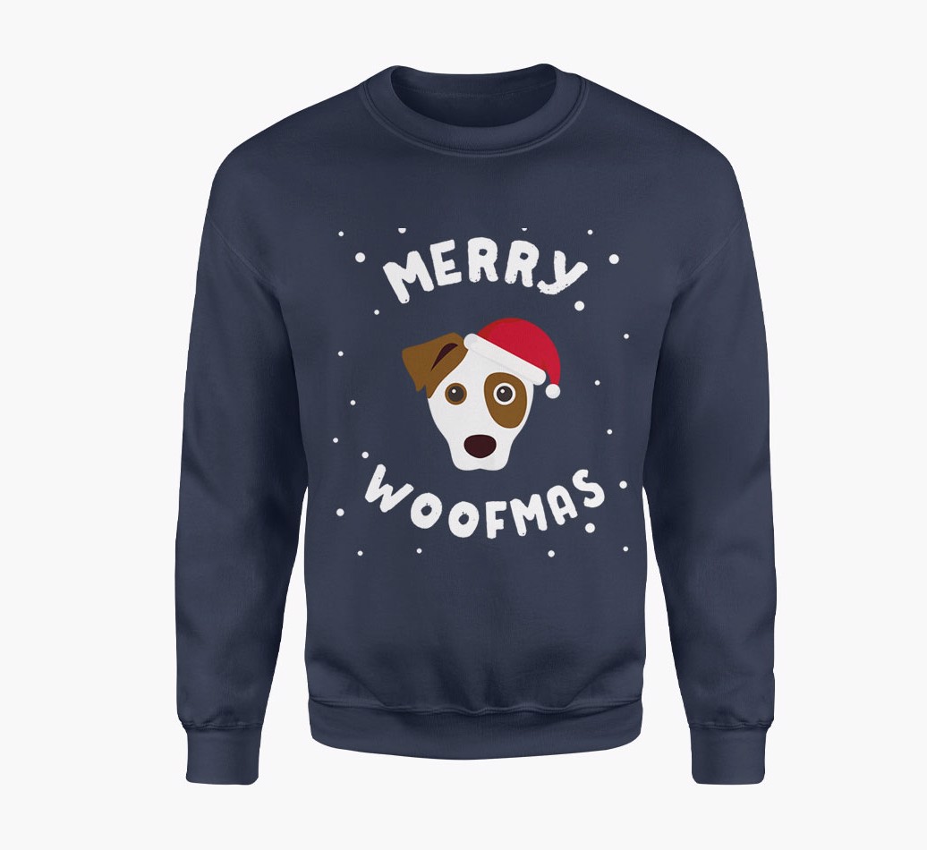 'Merry Woofmas' Adult Jumper with {breedFullName} Icon in Navy Blue