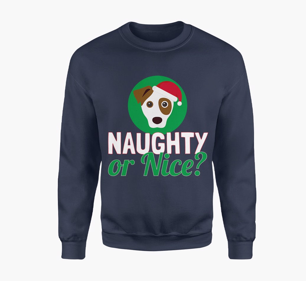 'Naughty or Nice' Adult Jumper with {breedFullName} Icon in Navy Blue