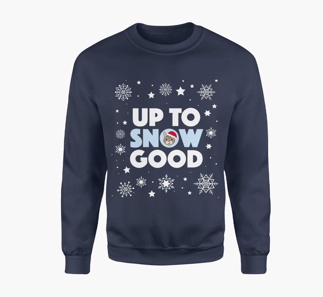'Up to Snow Good' Adult Jumper with {breedFullName} Icon in Navy Blue