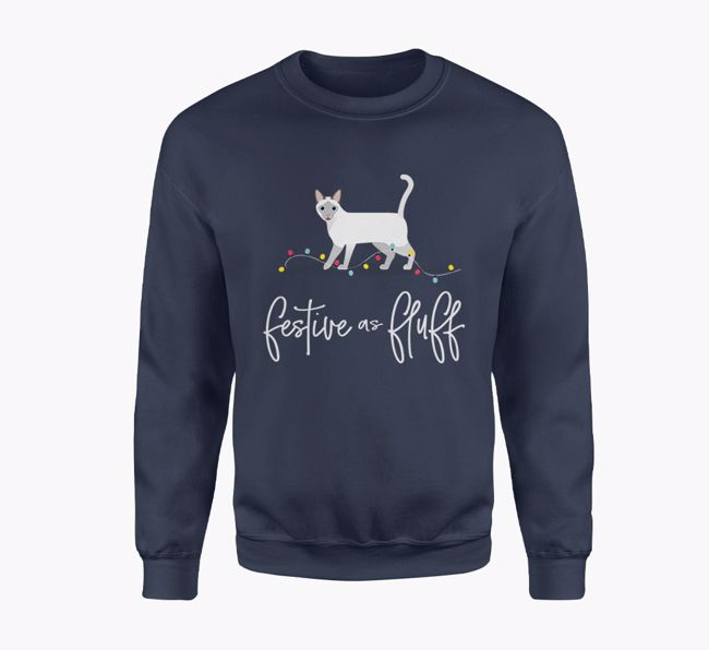 'Festive as Fluff' - Personalised {breedCommonName} Adult Jumper in Navy Blue