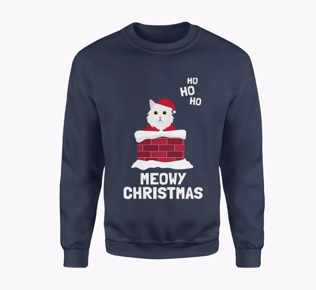 'Meowy Christmas' - Personalised {breedCommonName} Adult Jumper in Navy Blue