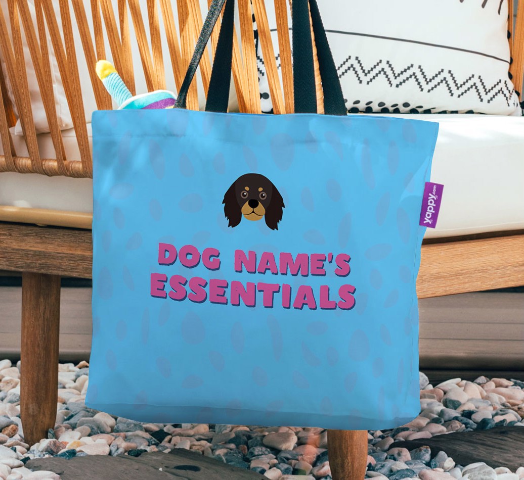 Essentials: Personalised {breedFullName} Canvas Bag - hanging on a chair