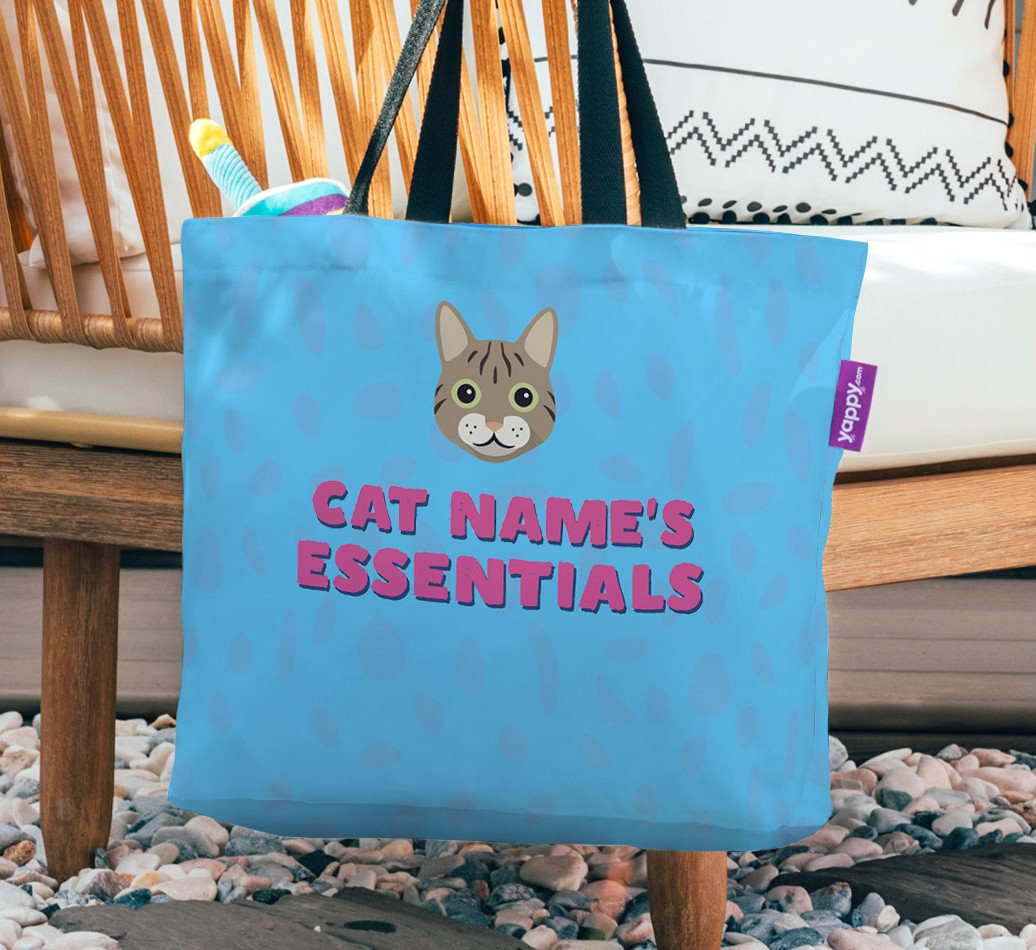 Essentials: Personalised {breedFullName} Canvas Bag - hanging on a chair