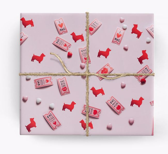 'Love Tickets' - Wrapping Paper with {breedFullName} Silhouettes