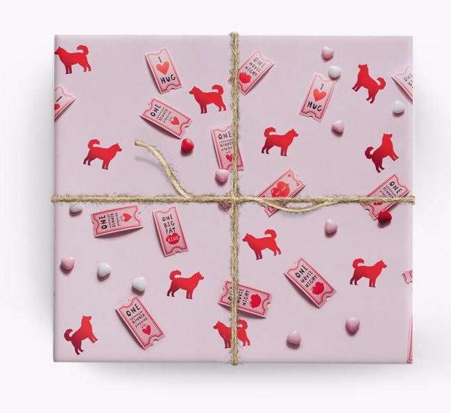 'Love Tickets' - Wrapping Paper with {breedFullName} Silhouettes