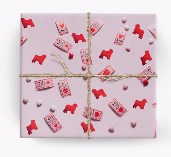 'Love Tickets' - Wrapping Paper with {breedFullName} Silhouettes