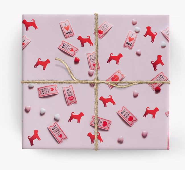 'Love Tickets' - Wrapping Paper with {breedFullName} Silhouettes