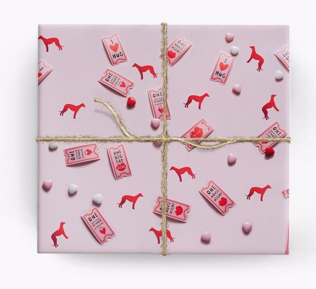 'Love Tickets' - Wrapping Paper with {breedFullName} Silhouettes