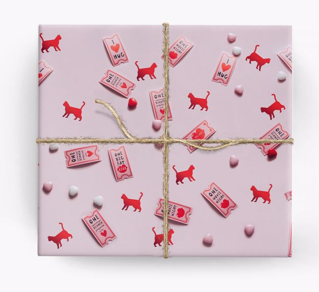 'Love Tickets' - Wrapping Paper with {breedFullName} Silhouettes