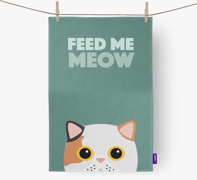 'Feed Me Meow' - Personalized {breedCommonName} Dish Towel