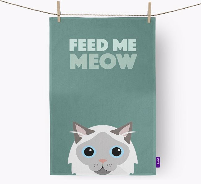 'Feed Me Meow' - Personalized {breedCommonName} Dish Towel