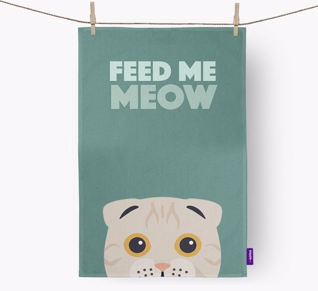 'Feed Me Meow' - Personalised {breedCommonName} Tea Towel