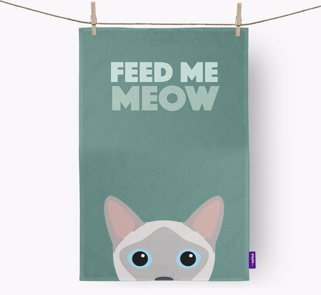 'Feed Me Meow' - Personalized {breedCommonName} Dish Towel