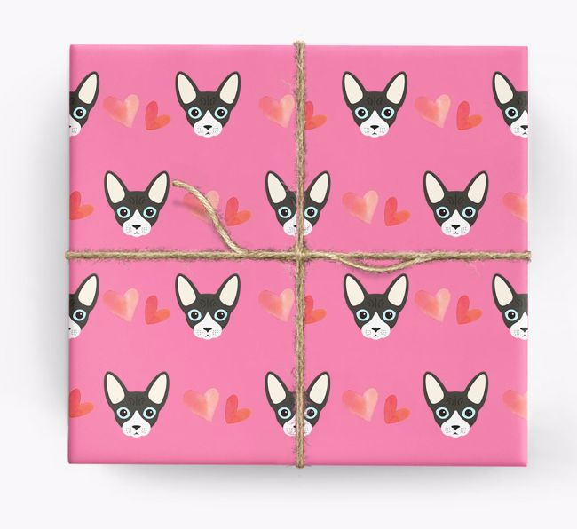 'Hearts' - Personalized {breedCommonName} Gift Wrap