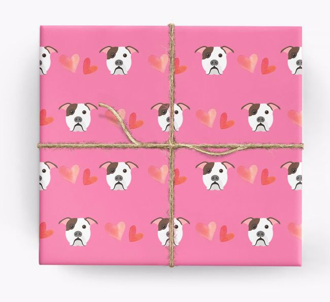 'Hearts' - Personalized {breedCommonName} Wrapping Paper