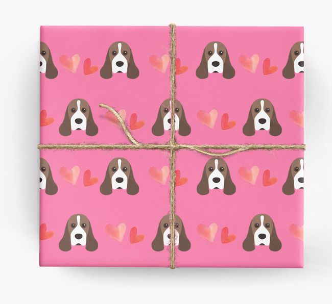 'Hearts' - Personalized {breedCommonName} Wrapping Paper