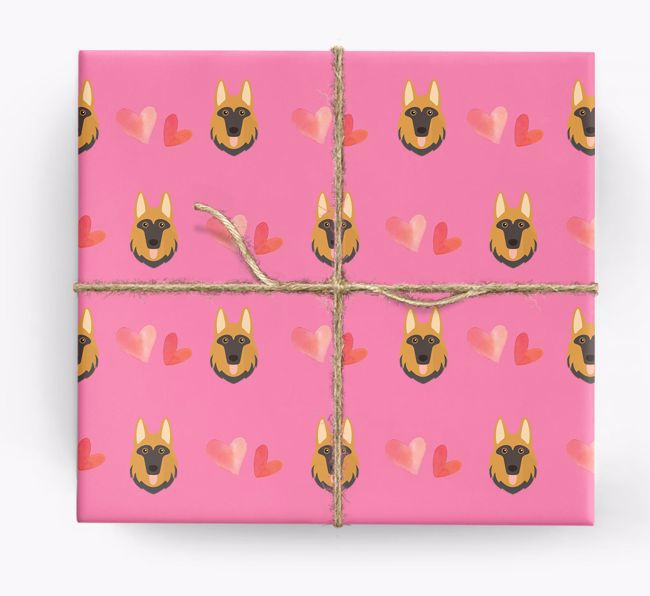 'Hearts' - Personalized {breedCommonName} Wrapping Paper