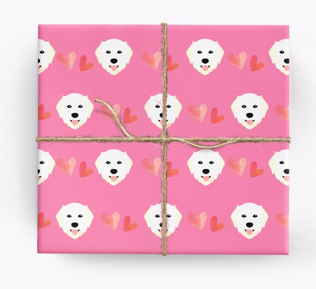 'Hearts' - Personalized {breedCommonName} Wrapping Paper