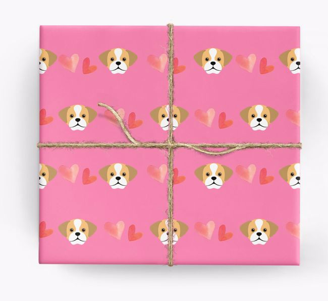 'Hearts' - Personalised {breedCommonName} Wrapping Paper