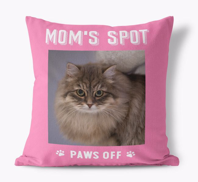 Mom's Spot, Paws Off: {breedCommonName} Photo Upload Pillow