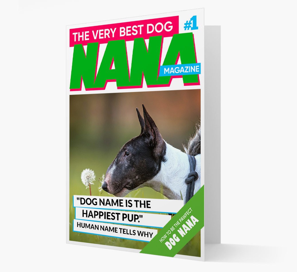 'Very Best Dog Nana Magazine' - Personalized Photo upload {breedFullName} Card - View of front