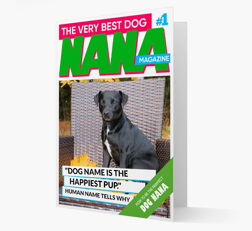 'Very Best Dog Nana Magazine' - Personalized Photo upload {breedFullName} Card - View of front