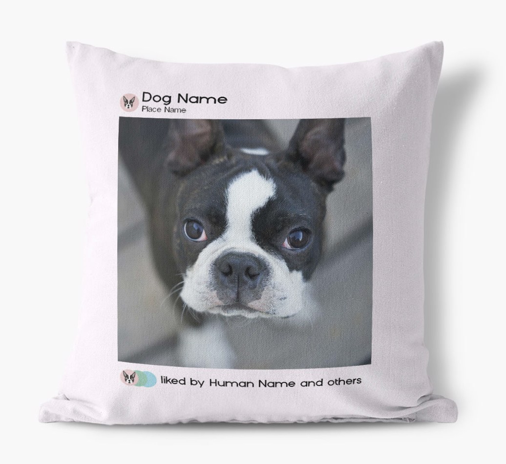 Liked By...: Personalized {breedFullName} Photo Upload Canvas Pillow - front view
