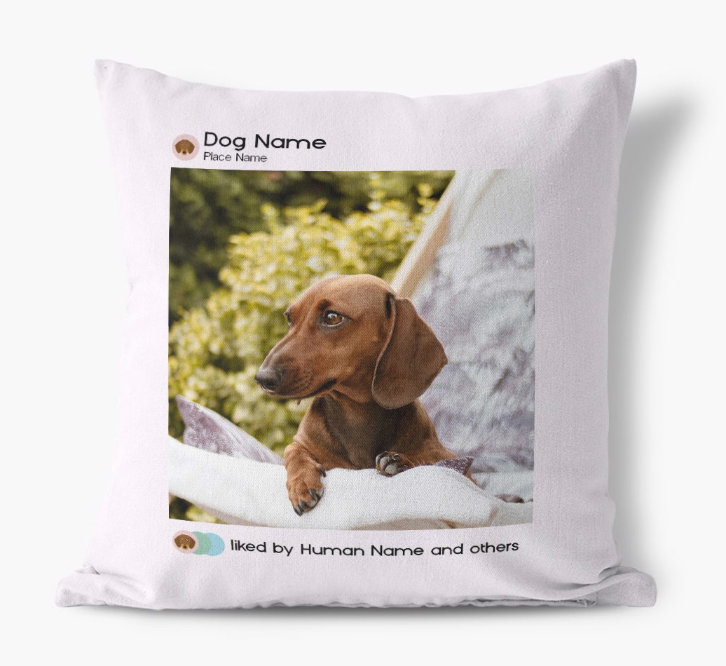 Liked By...: Personalised {breedFullName} Photo Upload Canvas Cushion - front view