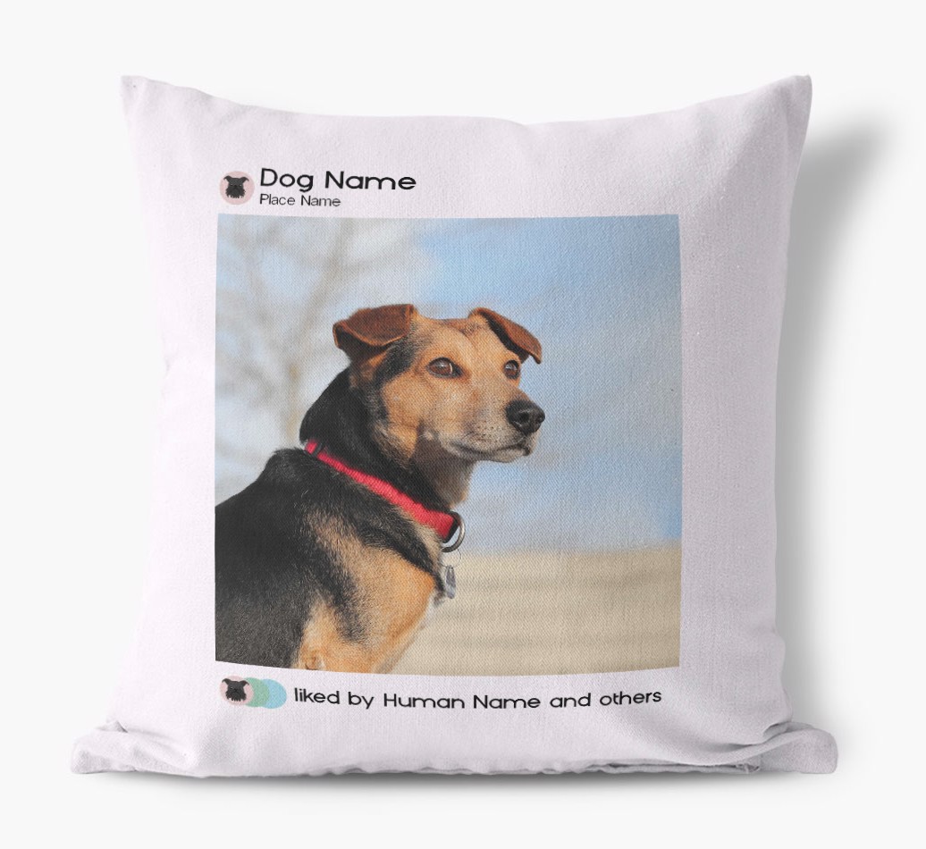 Liked By...: Personalised {breedFullName} Photo Upload Canvas Cushion - front view