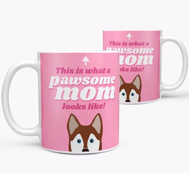 'Pawsome Dog Mom' - Personalized {breedFullName} Mug