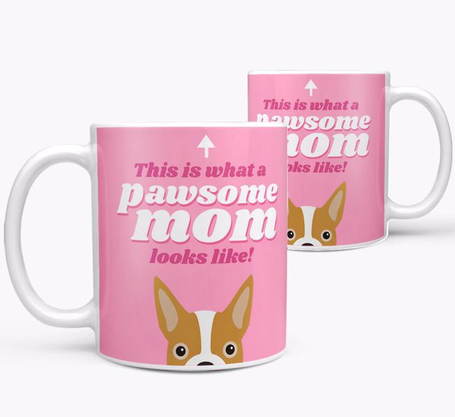 'Pawsome Dog Mom' - Personalized {breedFullName} Mug