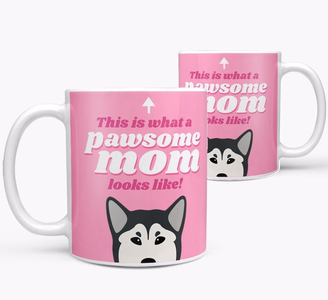 'Pawsome Dog Mom' - Personalized {breedFullName} Mug