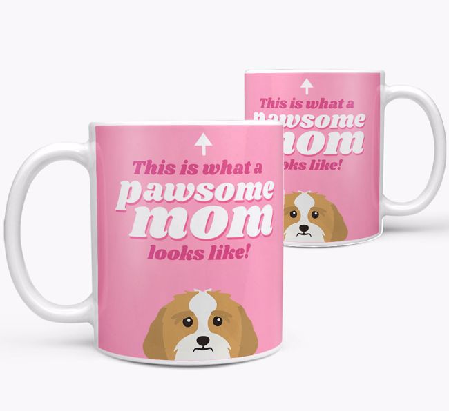 'Pawsome Dog Mom' - Personalized {breedFullName} Mug