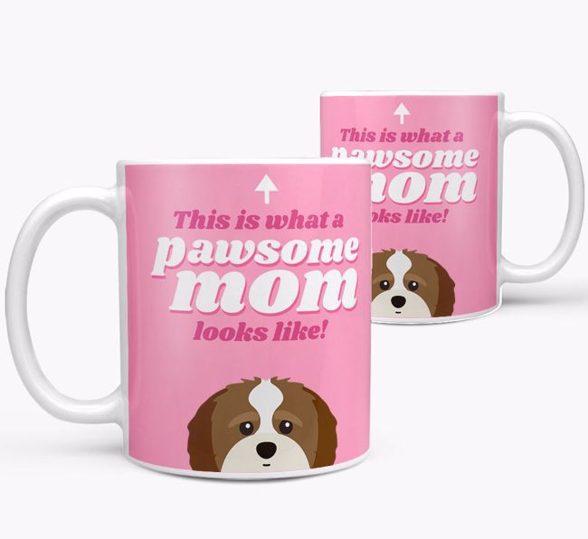 'Pawsome Dog Mom' - Personalized {breedFullName} Mug