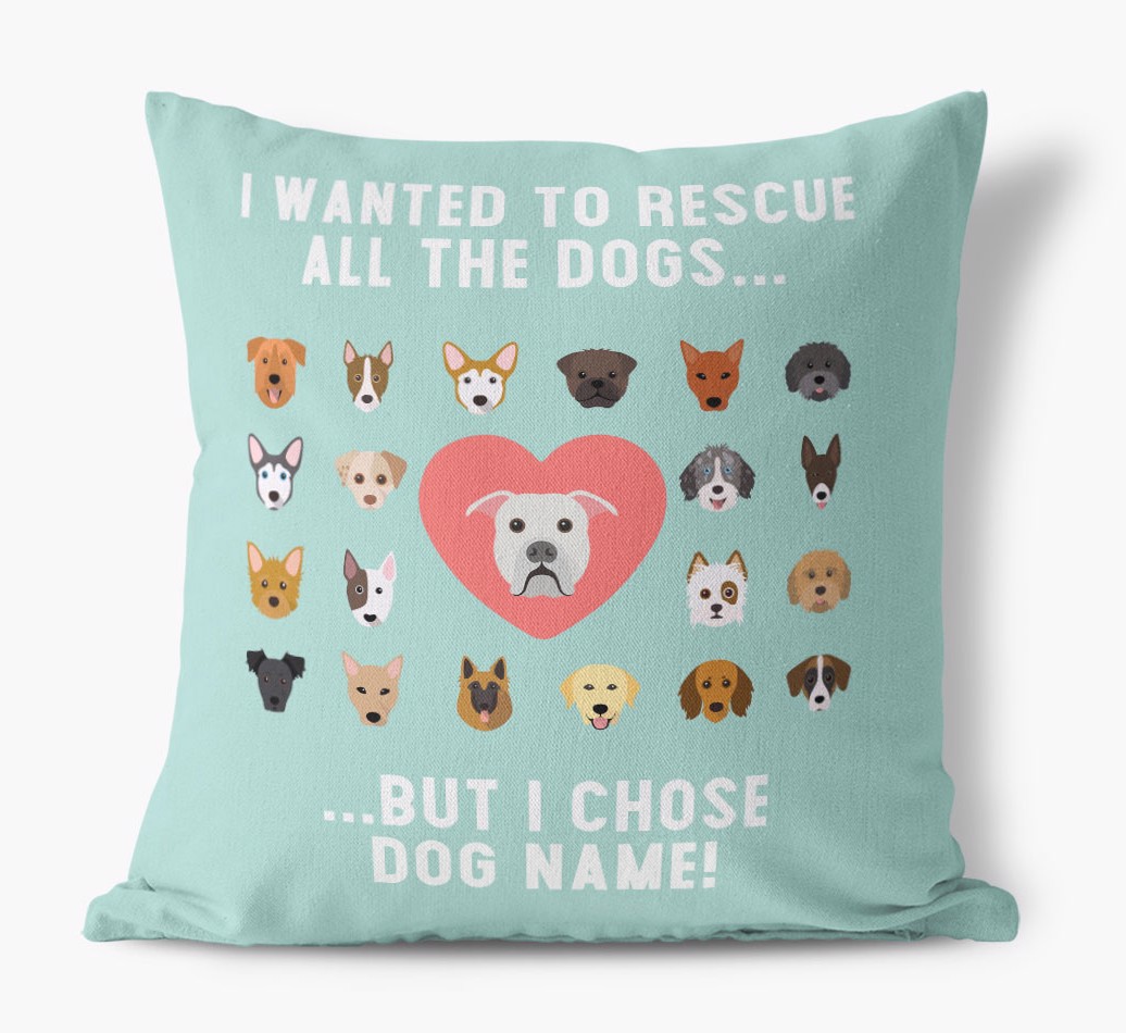 Rescue All The Dogs: {breedFullName} Cushion  - front view
