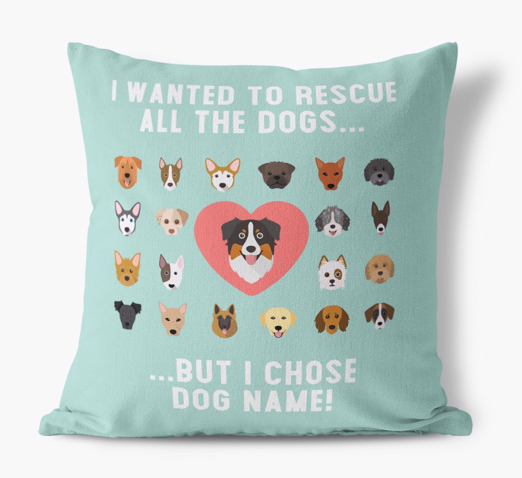 Rescue All The Dogs: {breedFullName} Pillow - front view