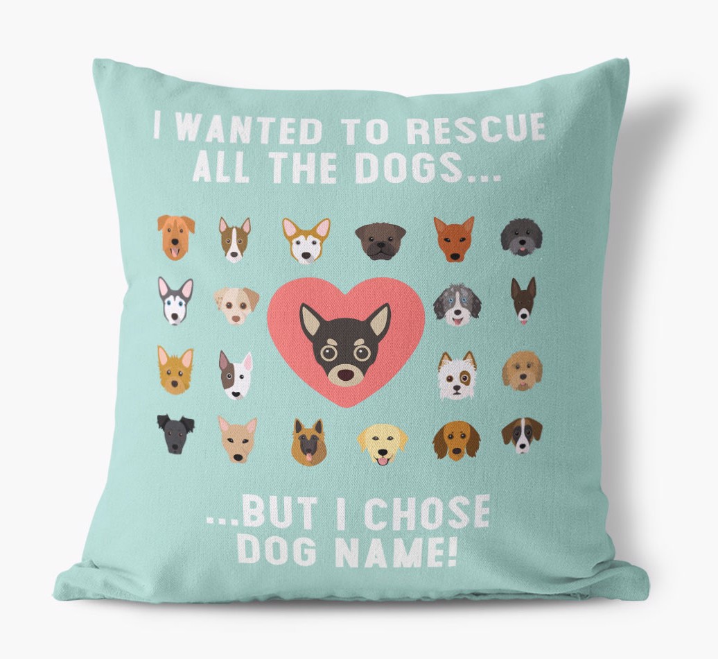 Rescue All The Dogs: {breedFullName} Cushion  - front view