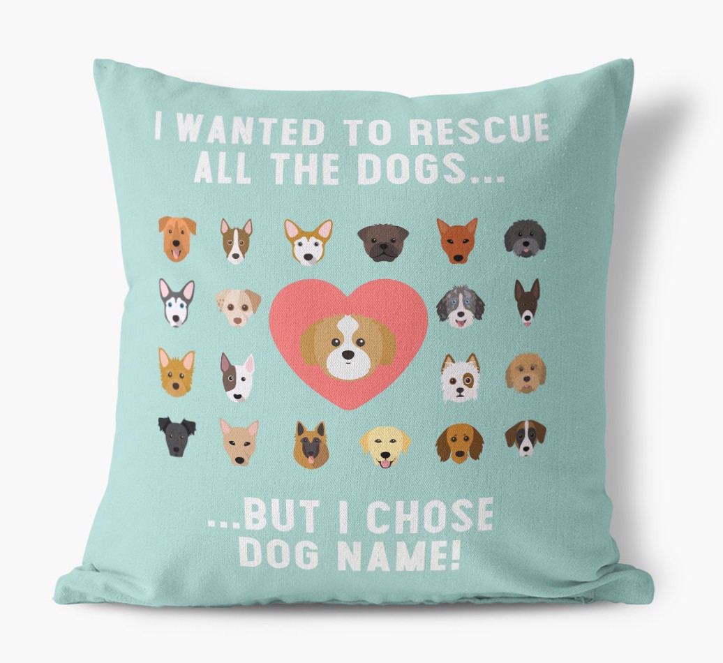 Rescue All The Dogs: {breedFullName} Cushion  - front view