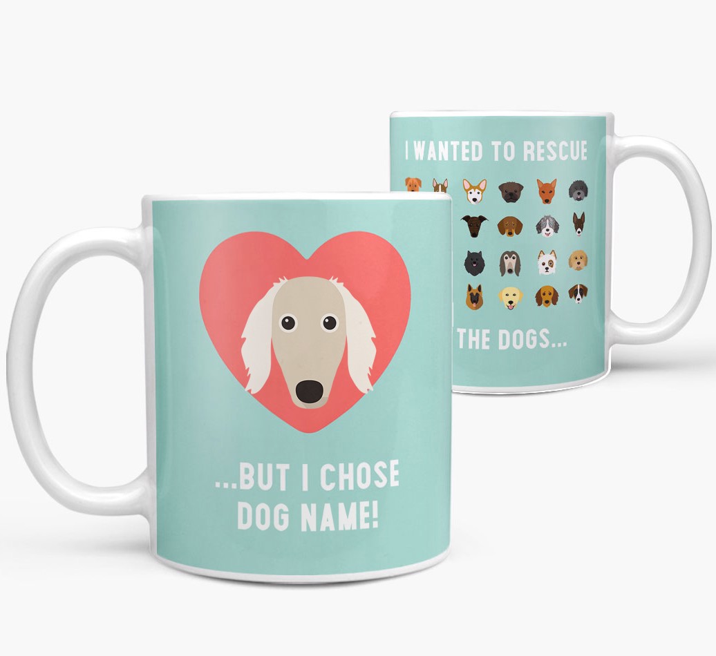 'Rescue All The Dogs' - Personalised {breedFullName} Mug - front and back view