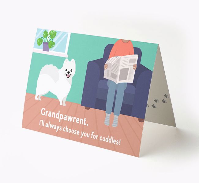 'Grandpawrent, I'll Always Choose You For Cuddles' - Personalised {breedFullName} Card