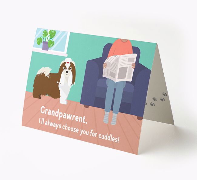 'Grandpawrent, I'll Always Choose You For Cuddles' - Personalised {breedFullName} Card