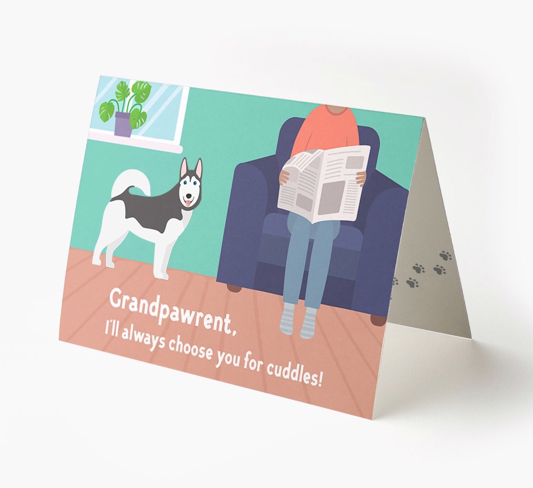 'Grandpawrent, I'll Always Choose You For Cuddles' - Personalized {breedFullName} Card