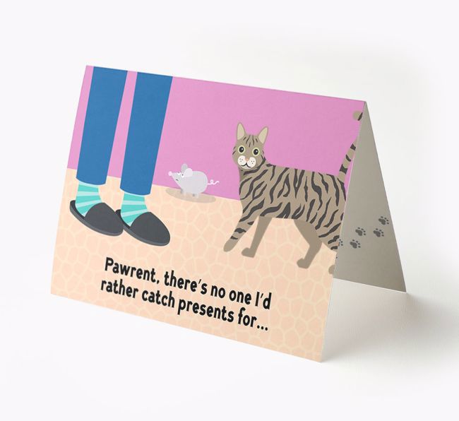 'Pawrent, There's No One I'd  Rather Catch Presents For' - Personalized {breedFullName} Card