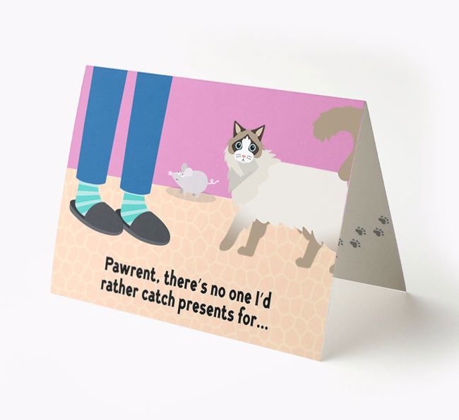 'Pawrent, There's No One I'd  Rather Catch Presents For' - Personalized {breedFullName} Card