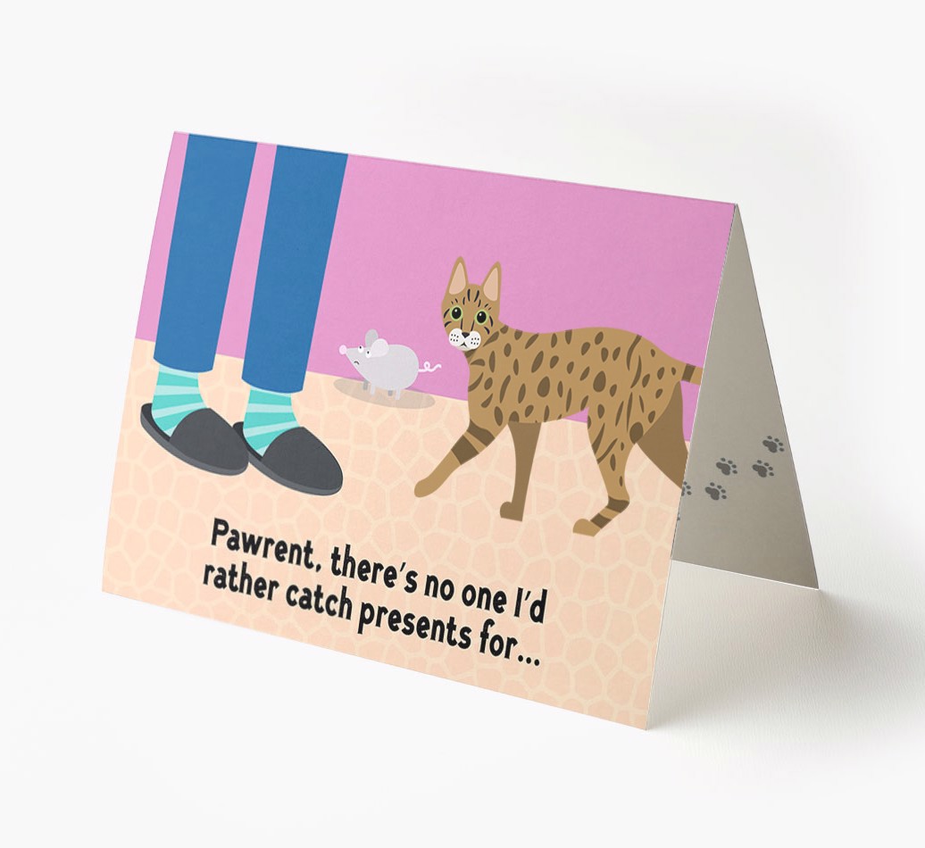'Pawrent, There's No One I'd  Rather Catch Presents For' - Personalised {breedFullName} Card
